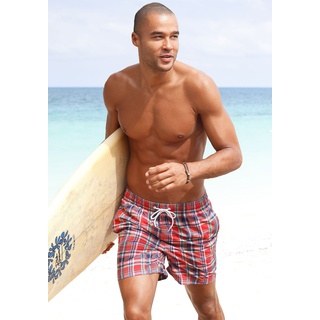 Badeshorts H.I.S Gr. XL (54/56), N-Gr, rot (rot, kariert) Herren Badehosen Bekleidung mit Karodruck