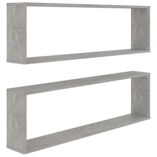 vidaXL Würfelregale 2 Stk. Wandregal 100 x 15 x 30 cm Betongrau