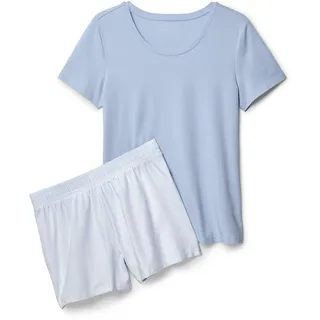 Tchibo - Shorty-Pyjama-Set - Damen - Gr. L - hellblau/gestreift