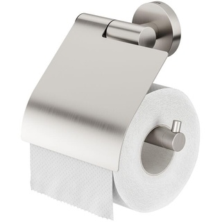 Tiger Boston Toilettenpapierhalter, Toilettenrollenhalter mit Deckel, zur Wandbefestigung, WC-Rollenhalter aus Edelstahl, Oberfläche: gebürstet