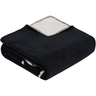 Wohndecke IBENA "Jacquard Decke Nanaimo" Wohndecken Gr. B/L: 150 cm x 200 cm, schwarz (schwarz, weiß) Baumwolldecken