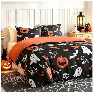LuxusKollektion Wendebettwäsche Bettwäsche Einzelbett Halloween Kürbis Geist