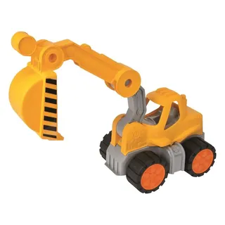 BIG Spielwarenfabrik 800055833 Big-Power-Worker Bagger, Spielzeug Auto ideal für Unterwegs, Reifen aus Softmaterial, beweglicher Ladearm mit Schaufelfunktion, Sonnengelb für Kinder ab 2 Jahren