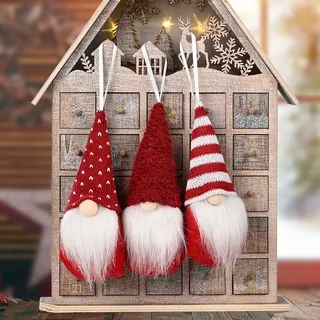 NSXIN Weihnachten Deko Wichtel Figuren 3 Stück Mini Schwedischen Weihnachtsmann Weihnachtsdeko Santa Tomte Gnom, Amerikanisch, Skandinavischer Zwerg Geschenke für Freunde Familie (Rot/3Stk)