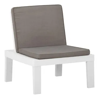 vidaXL Gartenstuhl Garten-Lounge-Stuhl mit Auflage Kunststoff Weiß (1 St) weiß