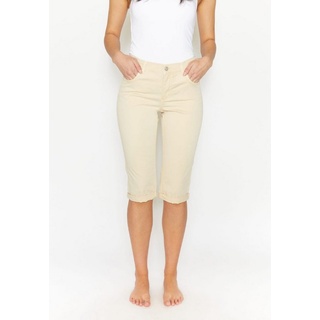 ANGELS Slim-fit-Jeans 5-Pocket-Hose Capri TU mit Label-Applikationen beige 42