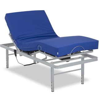 Gerialife - Seniorenbett elektrisch verstellbar mit verstellbaren Beinen | Pflegematratze mit Kaltschaumkern und wasserdichtem Bezug Visco Plus (90x190)