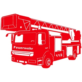 Samunshi® Wandtattoo Feuerwehr Löschzug 60 x 40cm hellrot