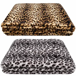 Wohndecke Felldecke Kuscheldecke Tiermotiv Tierprint Leopard Cashmere Soft Touch Feeling Decke ca. 150x200 cm Leopard - Gold