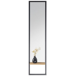 MCA furniture Garderobenspiegel Yorkshire (Wandspiegel, 30x125 cm), Metallrahmen, mit Ablage aus Eiche