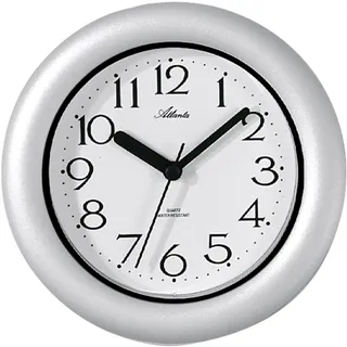 Atlanta Badezimmeruhr zum Hängen oder Stellen Wasserdicht Quarz Analog - 454/4 (Silbergrau)