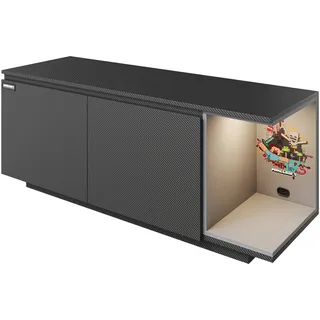 Phoenix Minecraft Lowboard 125x50x40 cm Schwarz Holzwerkstoff