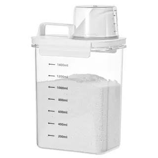 Waschmitteldispenser Waschpulverbox - 1800 ml - Auslaufsicher mit Messbecher-Skala - Transparent