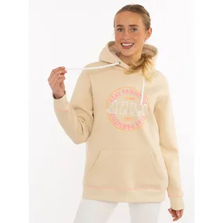 Zwillingsherz Hoodie "Cat Mom", Damen, Gr. S/M, beige, Sweatware, Obermaterial: 50% Baumwolle, 50% Polyester, regular fit normal, V-Ausschnitt, angesetztes Bündchen mit Daumenlöchern, Sweatshirts Hoodie, mit aufgesticktem Katzenmotiv und Kontrastnähten