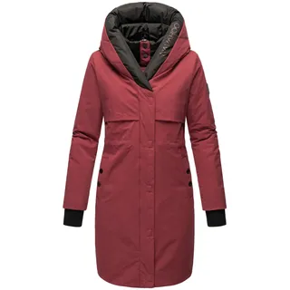 Kurzmantel NAVAHOO "Snowelf", Damen, Gr. M (38), rot (bordeaux), Obermaterial: 45% Baumwolle, 55% Nylon, Futter: 100% Polyester, Wattierung: 100% Polyester, Ärmelfutter: 100% Polyester, casual, gerade knielang, Langarm Ärmel ohne Ärmelschlitz Rippbündchen, Mäntel, Wintermantel mit hohem Kragen und großer Kapuze