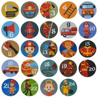 Oblique Unique 24 Adventskalender Sticker Zahlen Aufkleber mit Feuerwehr Motiven Weihnachten Basteln Weihnachtsdeko