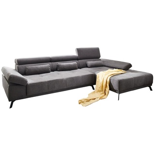 LIV'IN Sofa DENIA, Grau, Webstoff, elektrische Sitztiefenverstellung, BxHxT 309 x 79 x 192 cm grau