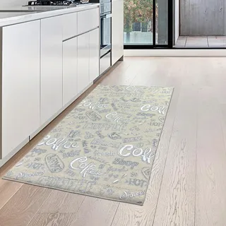 Teppich-Traum Küchenläufer Küchenteppich Coffee Beige Weiß 80x200 cm