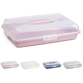 Pullmer Muffin transportbox rechtecking, Kuchenbehälter mit Haube, Kuchentransportbox, Partybutler 44x30x10 Rosa
