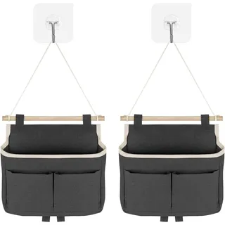 Coonoor Hängeregal Hängeorganizer,Hängeaufbewahrung Tür Organizer,Tasche mit Haken, 2-tlg., für Zuhause, Büro, Schlafsaal,Bad schwarz