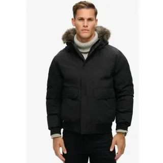 Superdry für Herren. M5011930A Kunstpelz-Bomberjacke Everest schwarz (M), Lässig, Recyceltes Polyester, Nachhaltig