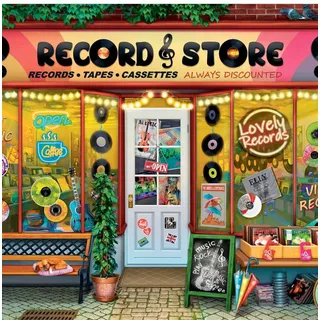 Ravensburger 17307 Schallplatten Nostalgisches Vintage-Puzzle aus Vinyl, 1000 Teile, für Erwachsene und Kinder ab 12 Jahren, Mehrfarbig