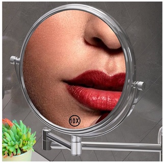 Melko Kosmetikspiegel Schminkspiegel Kosmetikspiegel Wandspiegel 10-fach (Stück), 10-facher Vergrößerung silberfarben