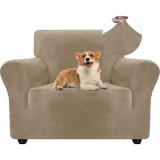 Samtsofabezug, Sesselbezug (einzeln), Stretch-sesselbezug, Universal-sofabezug Mit Armlehnen, Sofaschutz Für Katzen Und Hunde, Kamel