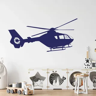 GRAZDesign Wandtattoo Hubschrauber Kinderzimmer | Wandsticker Jugendzimmer, Wohnzimmer | Wandaufkleber für Kinder, Jungs, Flugzeug, Kinder Zimmer Deko, 84x40cm, 049 königsblau