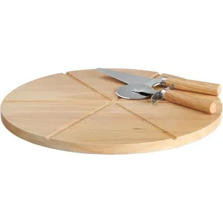 Pizzaset, Grau, Hellbraun, Holz, Metall, Akazie, Essen & Trinken, Geschirr, Teller, Pizzateller