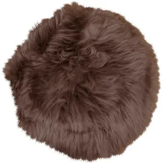 Sitzkissen Lambskin seat, Braun, Leder, Echtleder, Lammfell, rund, 35x5x35 cm, faltbar, hochwertige Qualität, Wohntextilien, Kissen, Sitzkissen