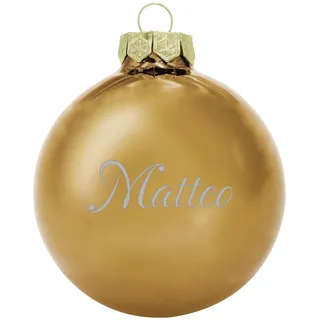 Deitert Weihnachtskugel mit Wunschtext Gravur, Ø 8cm, personalisierte Christbaumkugel aus Glas (glänzend), Individueller Weihnachtsbaumschmuck Namen oder Spruch, Wunschtext, Gold