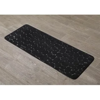 LikeKa Badematte Badezimmerteppich Badteppich weich Badvorleger 45x120 cm, rutschhemmend beschichtet, Memory Schaum, schnell trocknend, fußbodenheizungsgeeignet schwarz