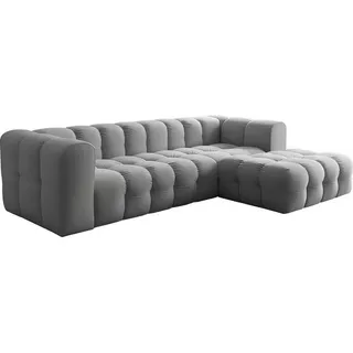 WFL GROUP Ecksofa Samt 5-Sitzer Grau