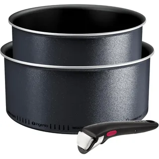 Tefal Ingenio Enjoy L7239302 Stieltopf-Set, leicht, Technologie Light Tech, abnehmbarer Griff, Titanbeschichtung, 3-teilig