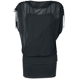 Forplay T-Shirt - 2 in 1 Side Sleeve Chiffon Dress - XS bis XXL - für Damen - Größe XS - schwarz - XS
