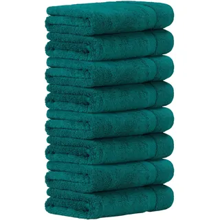 Luckytowel Handtücher Set 50x100 cm – Oeko-TEX Handtuch-Set aus 100% Baumwolle mit 600 g/m2 – Frottiertücher mit Aufhängeschlaufe – flauschig & saugstark – Frottee Handtuchset – 8er Pack Petrol