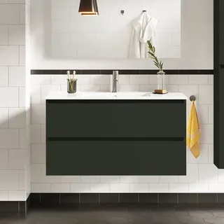Evineo Waschbeckenunterschrank 2 Auszüge 100 x 53 cm Grau