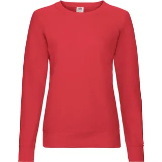 Fruit of the Loom LADIES LIGHTWEIGHT RAGLAN SWEAT - leichtes Damen Reglan Sweatshirt, unbrushed, rot, XS