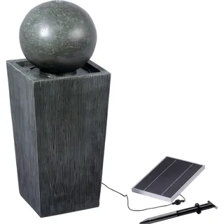 dobar® 96104e Design Solarbrunnen "Apollon" | Terrassenbrunnen mit LED Beleuchtung | Gartenbrunnen aus Polyresin | Zierbrunnen Outdoor | Springbrunnen Kunststein | 30 x 30 x 78,5 cm | Grau