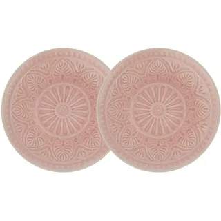 BUTLERS 2er Set Essteller Steinzeug - SUMATRA - Spülmaschinenfest | Farbe Pink - ø 31 cm - Speiseteller für Hauptgerichte & Beilagen - Servierteller für Snacks & Vorspeisen - Reliefdekor