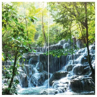 winwall Duschrückwand Duschrückwände ALU-Verbundplatte Dekor: Wasserfall Mexiko, (2-tlg), Wandverkleidung aus Alu bunt|grün 100 cm x 250 cm