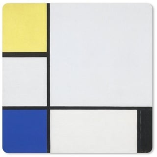 MuchoWow Gaming Mauspad Komposition mit Gelb, Blau und Schwarz - Piet Mondrian (1-St), Gaming, Rutschfester Unterseite, Mausunterlage, 60x60 cm, XXL, Großes bunt 60x60 - 60 cm x 60 cm