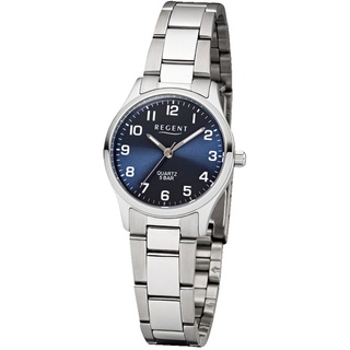 Regent Damen-Armbanduhr Elegant Analog Edelstahl-Armband silber Quarz-Uhr Ziffernblatt blau UR2253414
