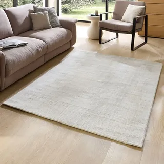 THEKO Boston UNI Handwebteppich 190 x 290 cm Beige