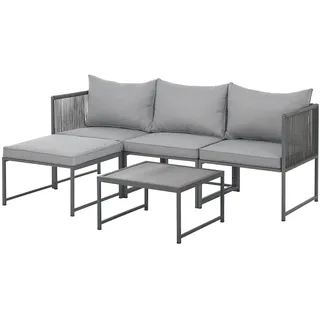 Svita Detroit Gartenmöbel Set Polyrattan Lounge Modular grau
