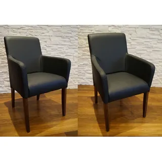 Schwarzes Echtleder Stühle Esszimmerstühle Stuhl Sessel mit Armlehnen Echt Leder
