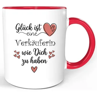 Verkäuferin Tasse – Lustiges Berufsgeschenk für Verkäuferin – Geschenkidee für Kolleginnen, Freundinnen & Frauen (Rot)
