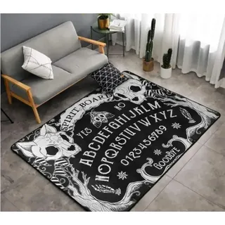 PASPRT Skull Head Witch Board Teppich Für Wohnzimmer Home Decoration Schwarze Gothic Teppiche Schlafzimmer rutschfeste Bodenmatte 100X160Cm