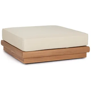 Gartenmodulsofa Delgada aus Teakholz, Hocker-Element, modern skandinavisch, beige, gepolstert für Outdoor